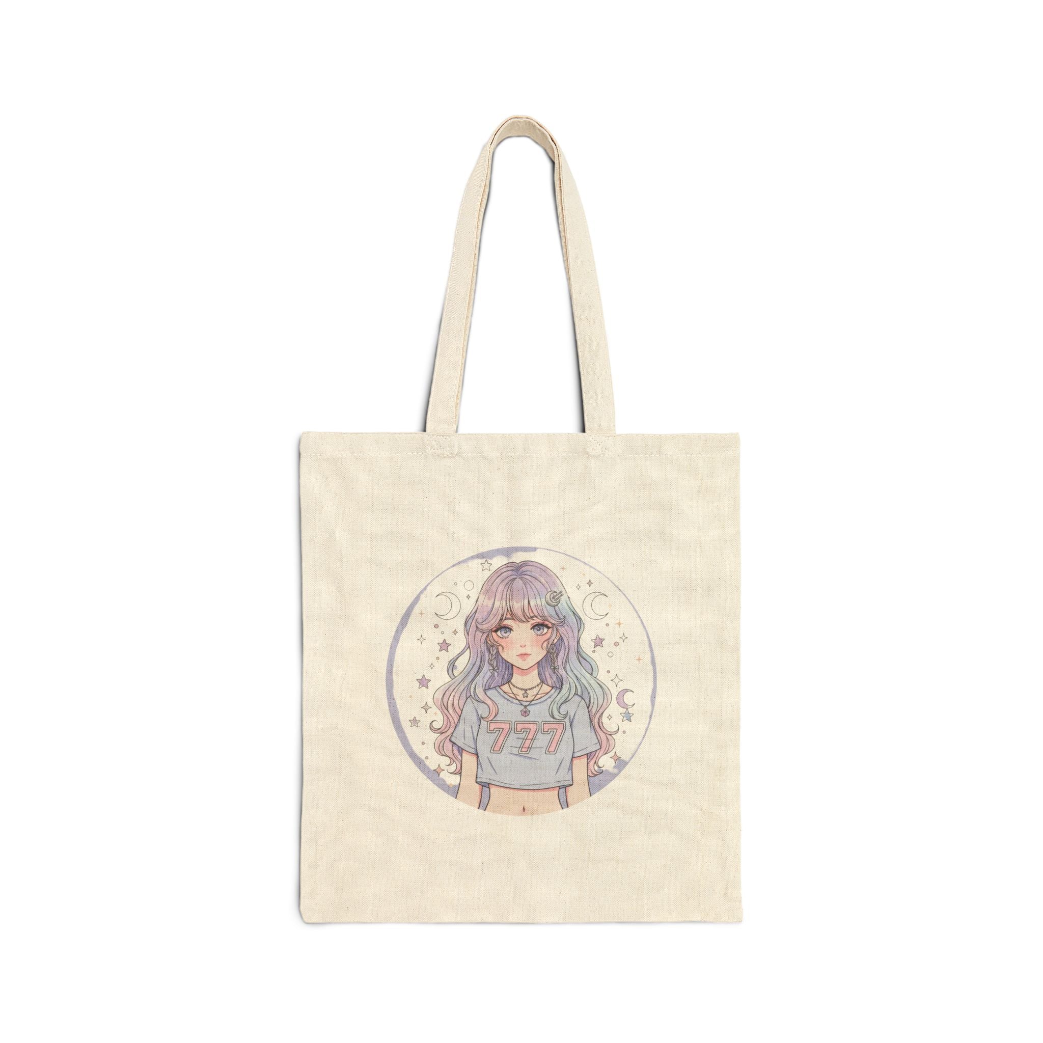 Pastel Anime Girl Tote Bag | 777 Kawaii Illustration - Midnight Solstice Occult Shop