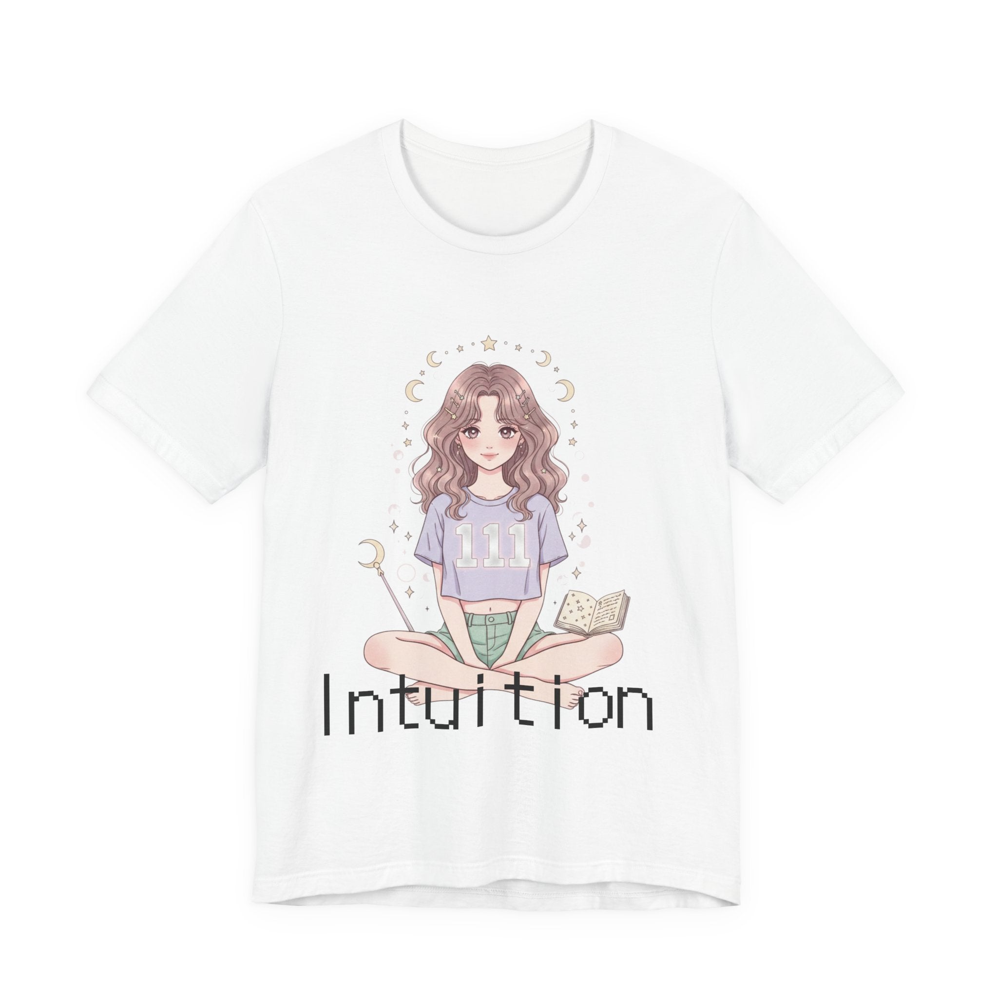 Intuition Girl Illustration T-Shirt | Mystic Moon, Tea, Book - Midnight Solstice Occult Shop