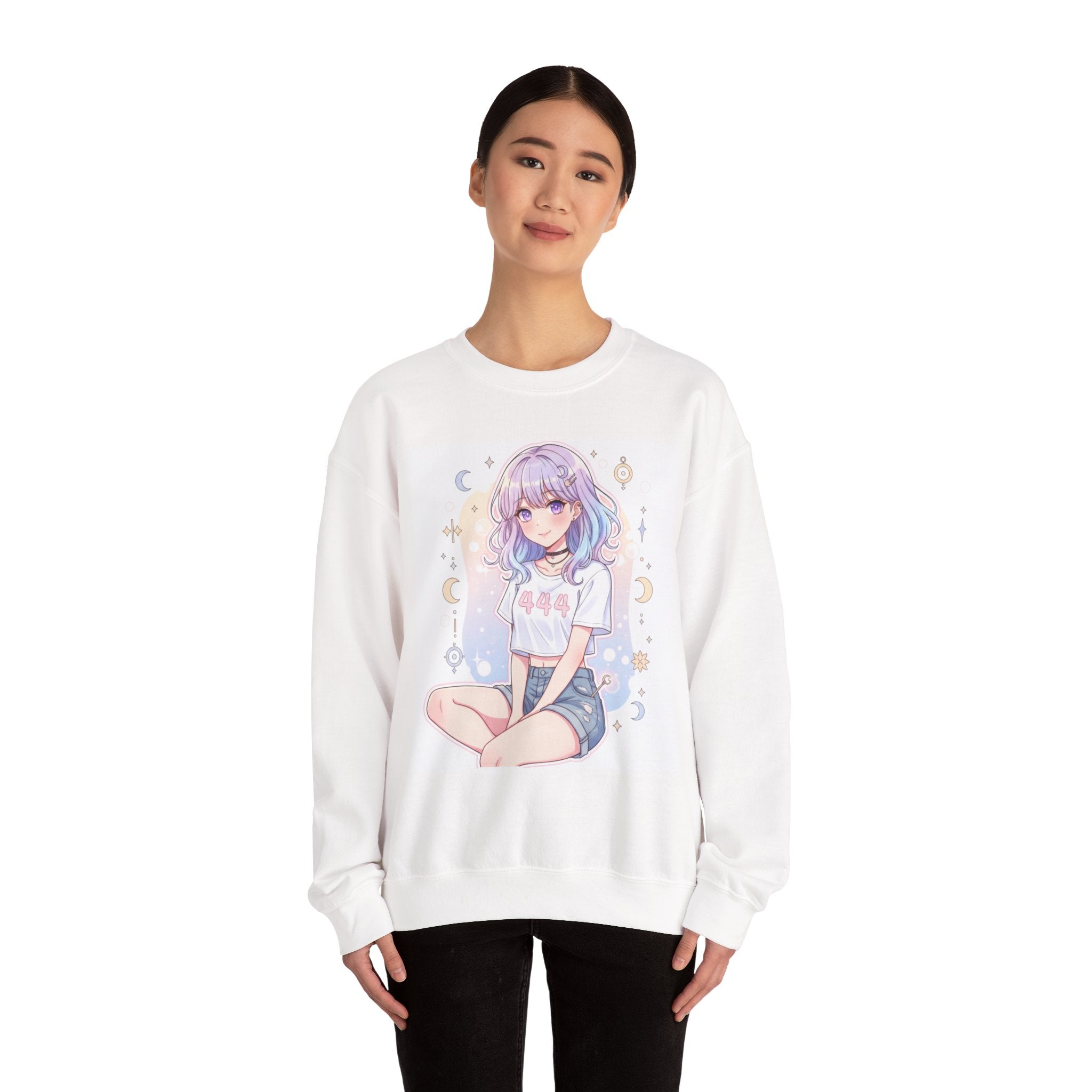 Pastel Moon Girl sweatshirt | Anime pastel aesthetic crewneck - Midnight Solstice Occult Shop
