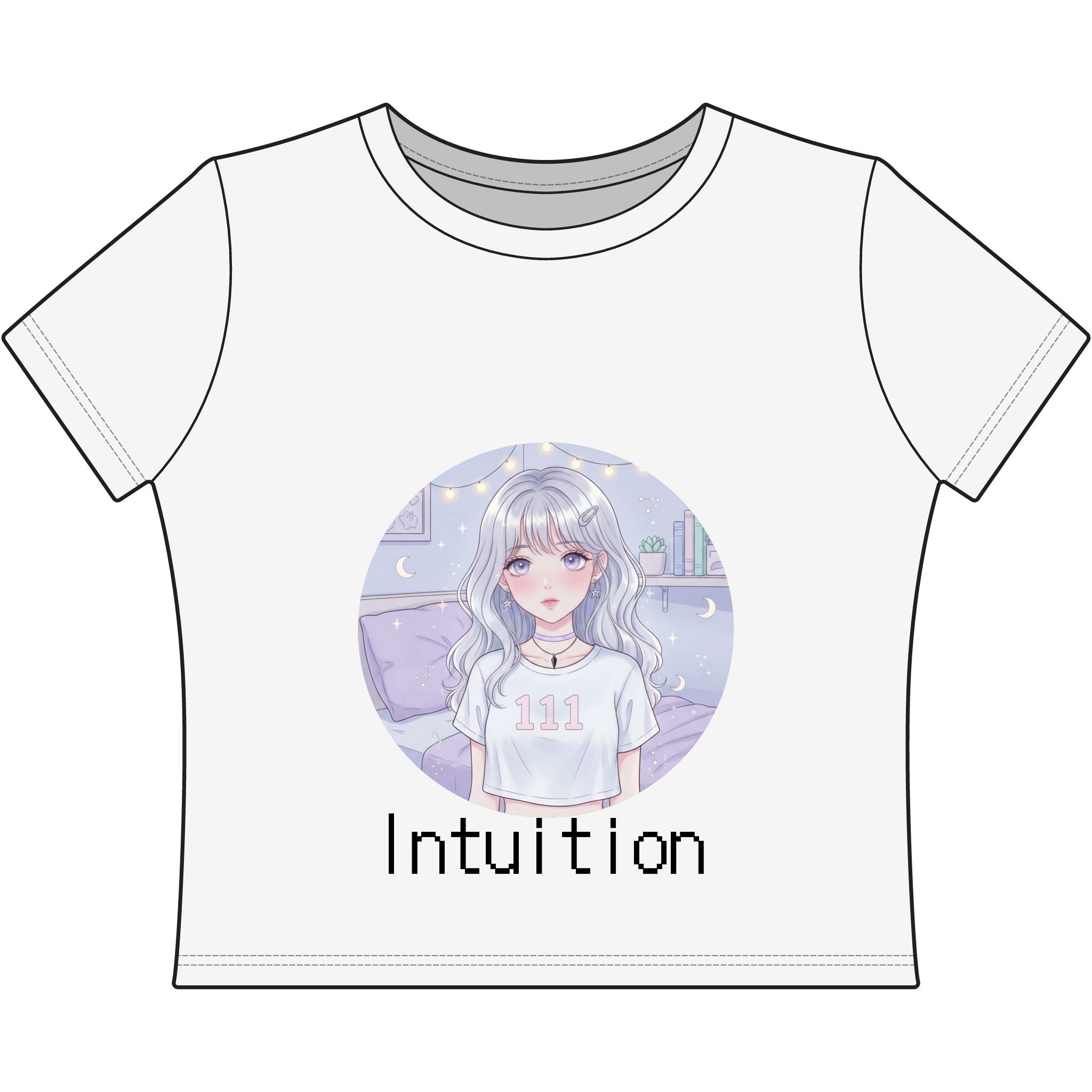 Pastel Anime Girl Intuition Tee 111 | Cute Aesthetic Crop Top - Midnight Solstice Occult Shop