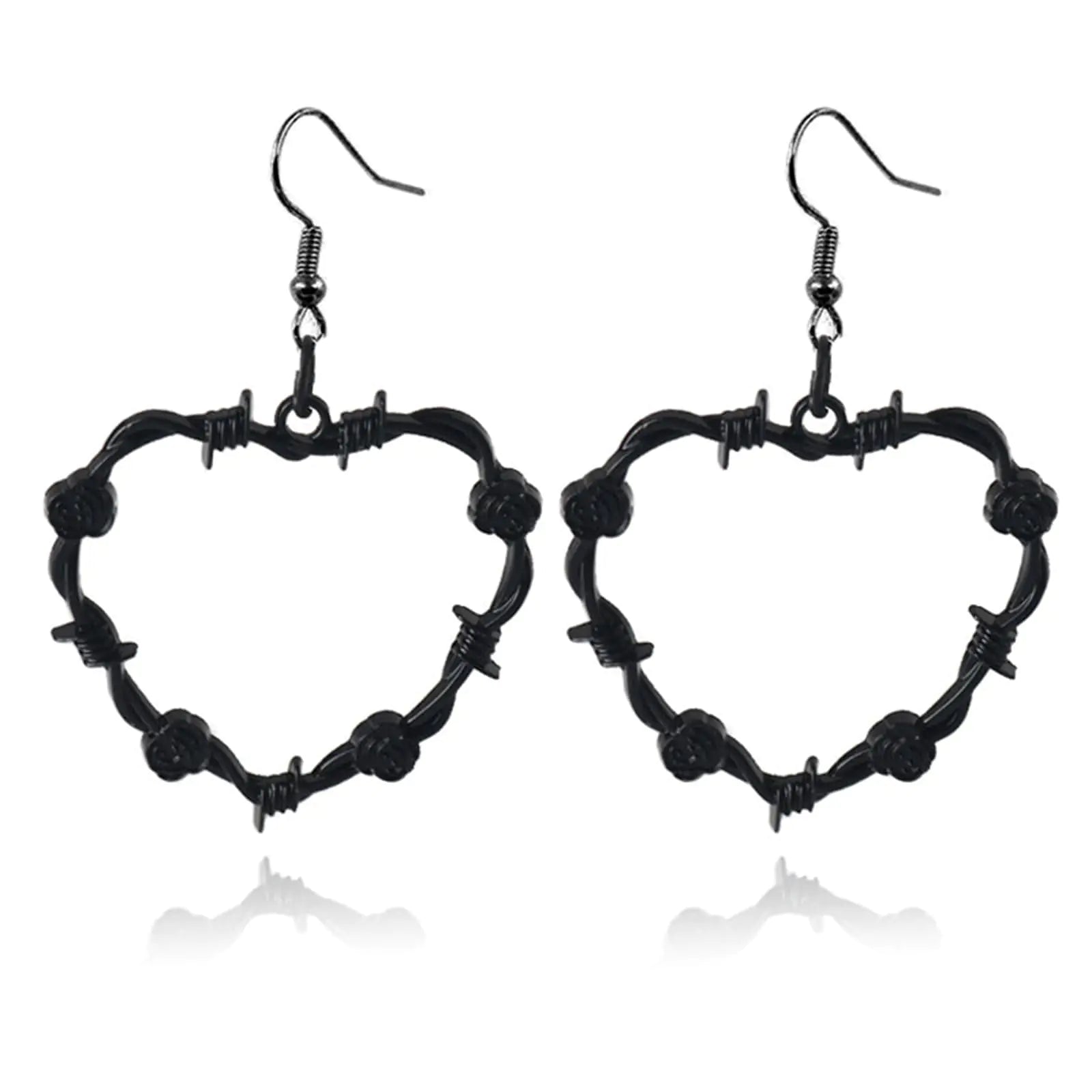 Barbed Wire Earrings Metal Thorn Rose Gothic Punk Rock Heart Vintage Earrings Metal Mesh Dangle Drop Earrings Gothic Thorn Heart for Women Halloween Jewelry (Black Rose Wire)