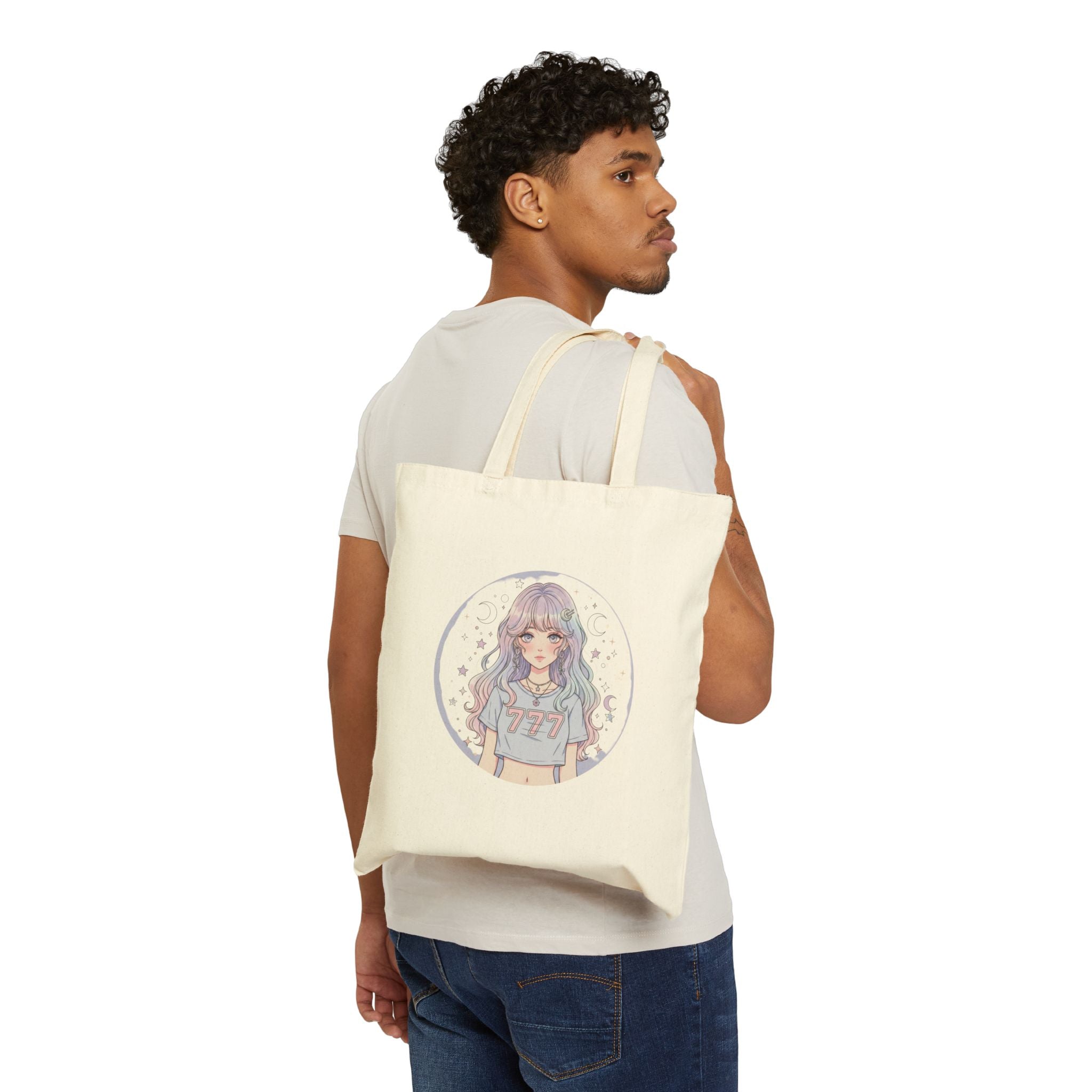Pastel Anime Girl Tote Bag | 777 Kawaii Illustration - Midnight Solstice Occult Shop