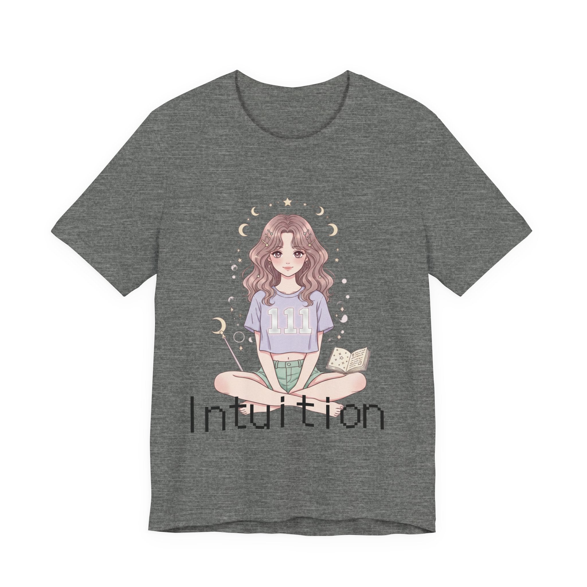 Intuition Girl Illustration T-Shirt | Mystic Moon, Tea, Book - Midnight Solstice Occult Shop