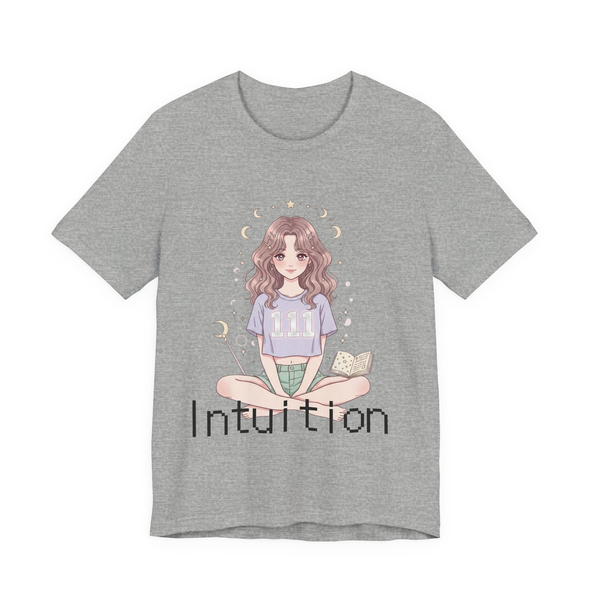 Intuition Girl Illustration T-Shirt | Mystic Moon, Tea, Book - Midnight Solstice Occult Shop