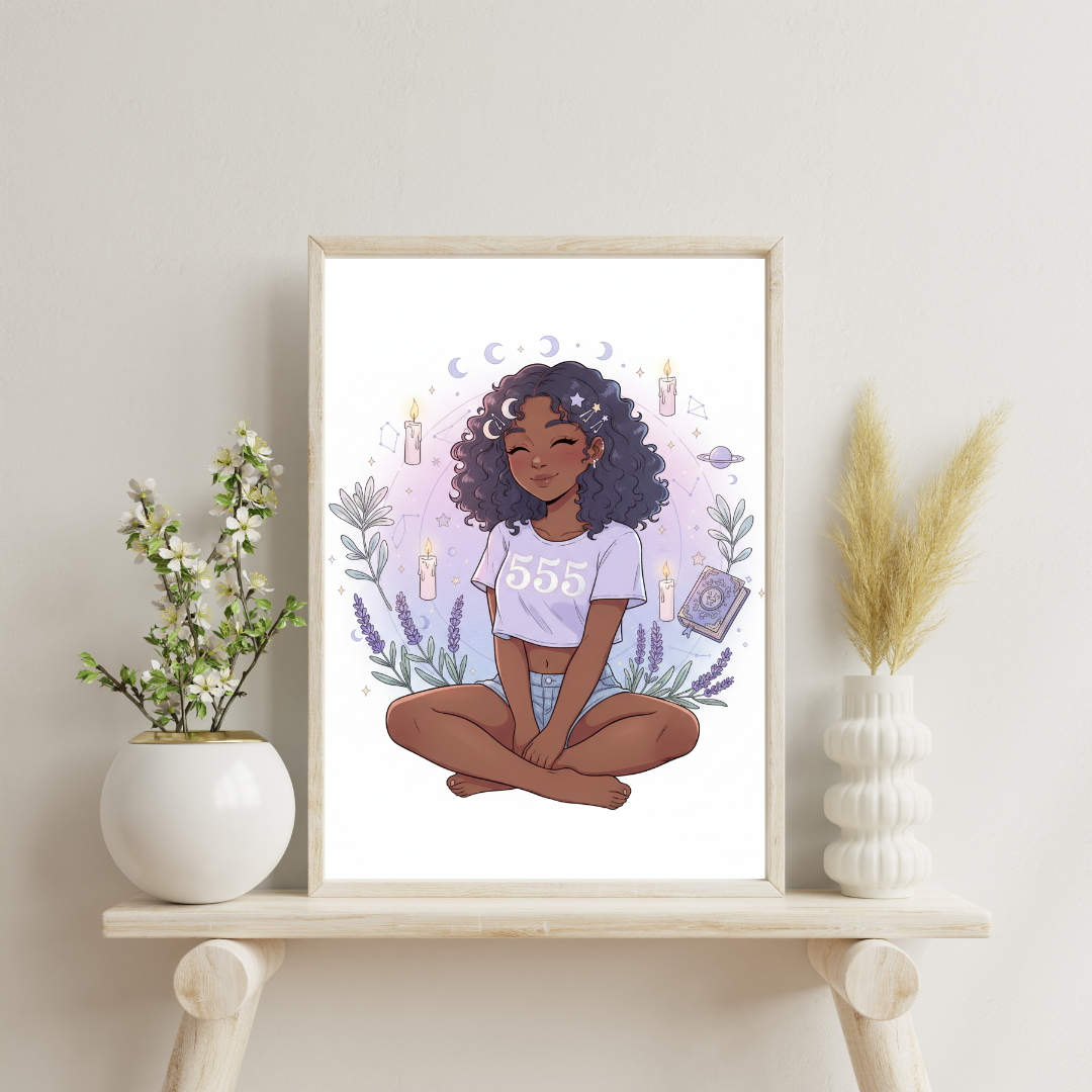 Spiritual 555 Wall Art Printable | Witchy Self Love Decor | Instant Download | Change & Transformation Affirmation - Midnight Solstice Occult Shop