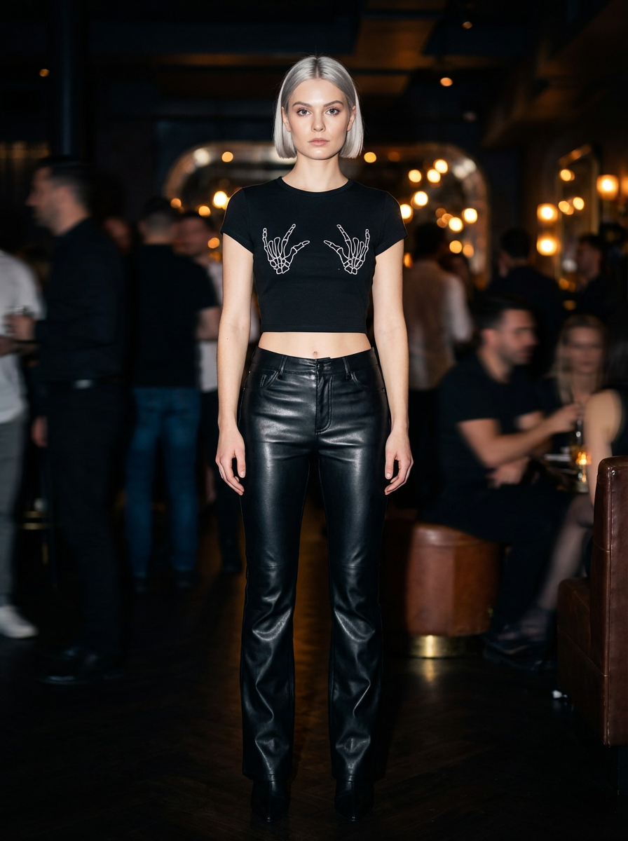 Gothic Skull Cropped Baby Tee | Fitted Y2K Graphic Crop Top