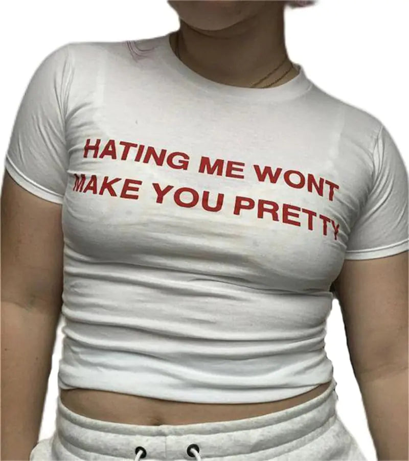 Y2K Baby Tee Crop Top | 90s E-Girl Slim Fit Graphic T-Shirt | Harajuku Kawaii Streetwear Aesthetic - Midnight Solstice Occult Shop